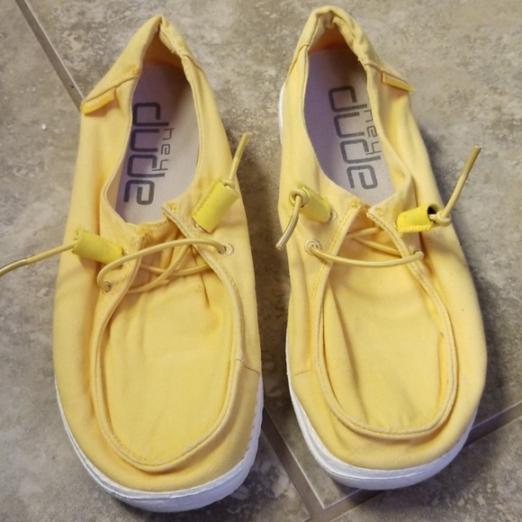 yellow hey dude shoes